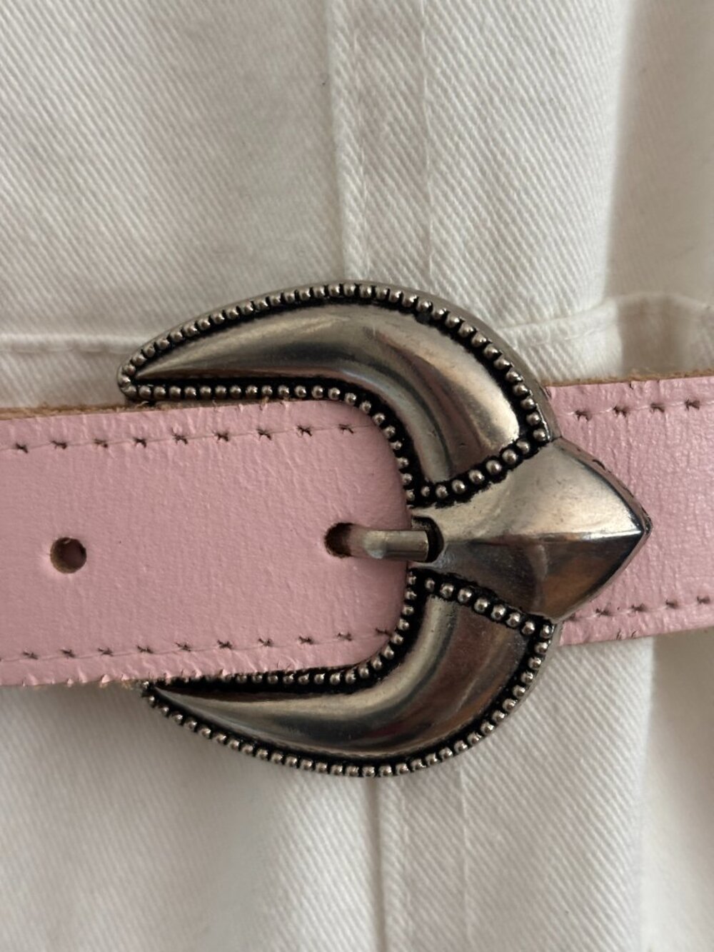 Vintage Milky Pink Leather Belt
